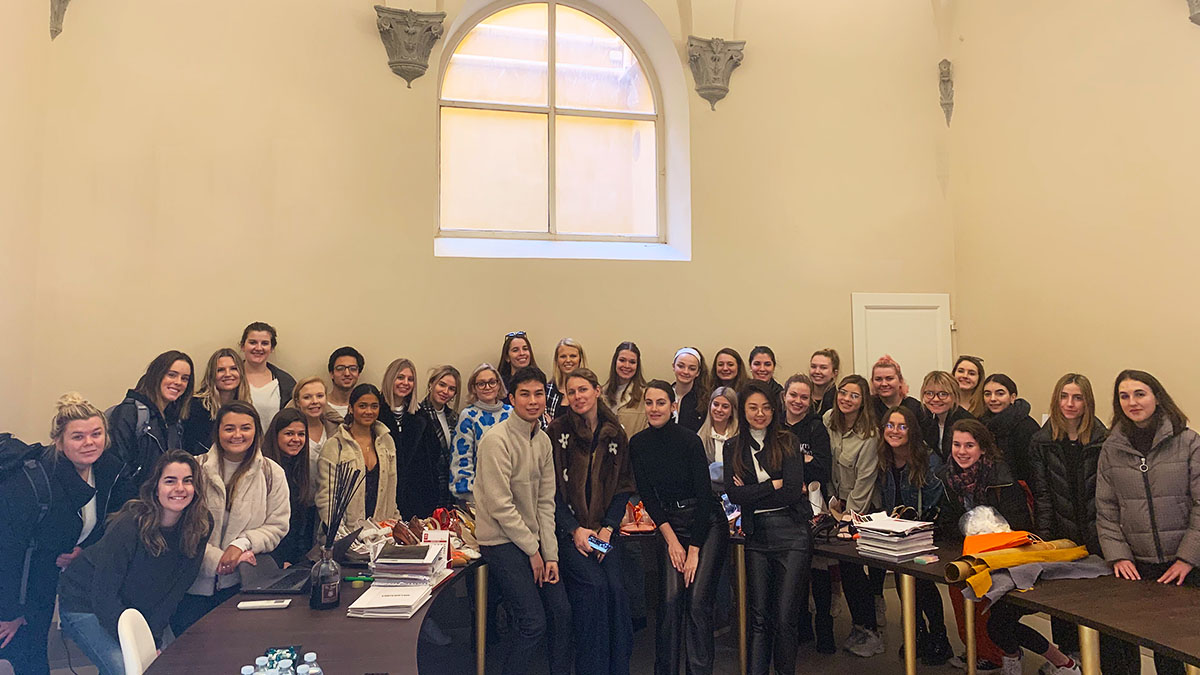 A group of students in a fashion class in Florence