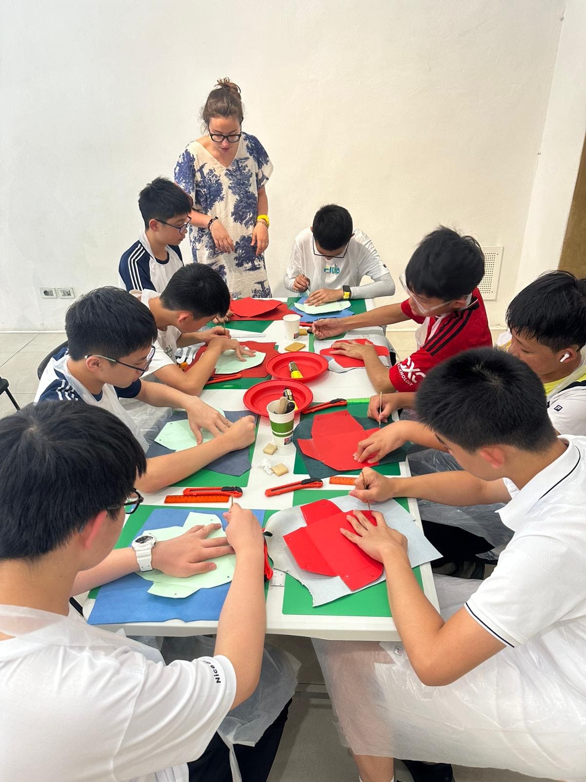 Kids during a leather workshop in Florence