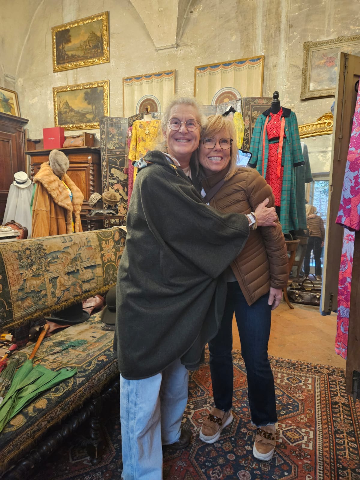 Two women enjoying shopping in Milan, Italy